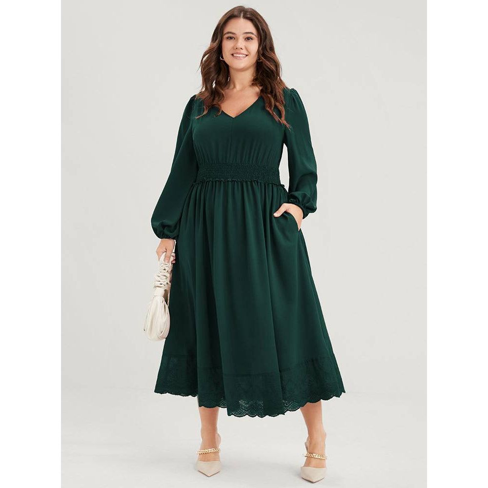 BloomChic Emerald Green Long Sleeve Midi Dress